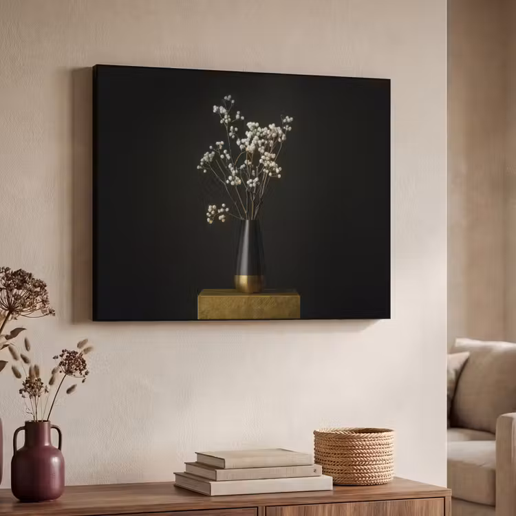 Bloembollen - Wit - Vaas - Minimalistisch Textielframe - compleet frame klein -sfeer3