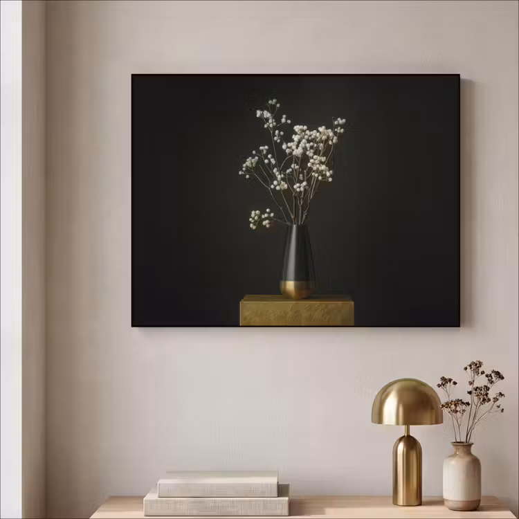 Bloembollen - Wit - Vaas - Minimalistisch Textielframe zwart klein -sfeer2