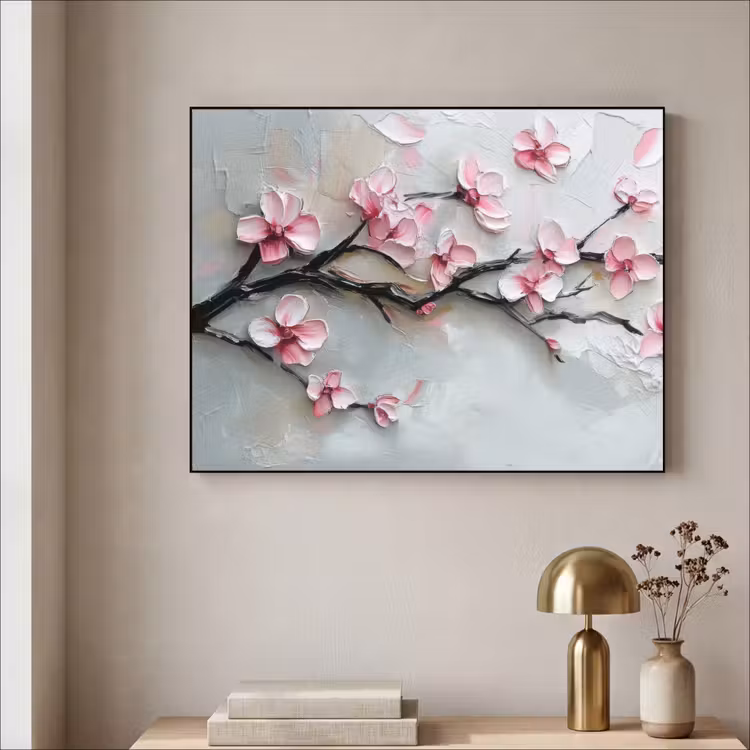 Bloesem - Kunstzinnig - Roze - Sakura Textielframe zwart klein -sfeer2