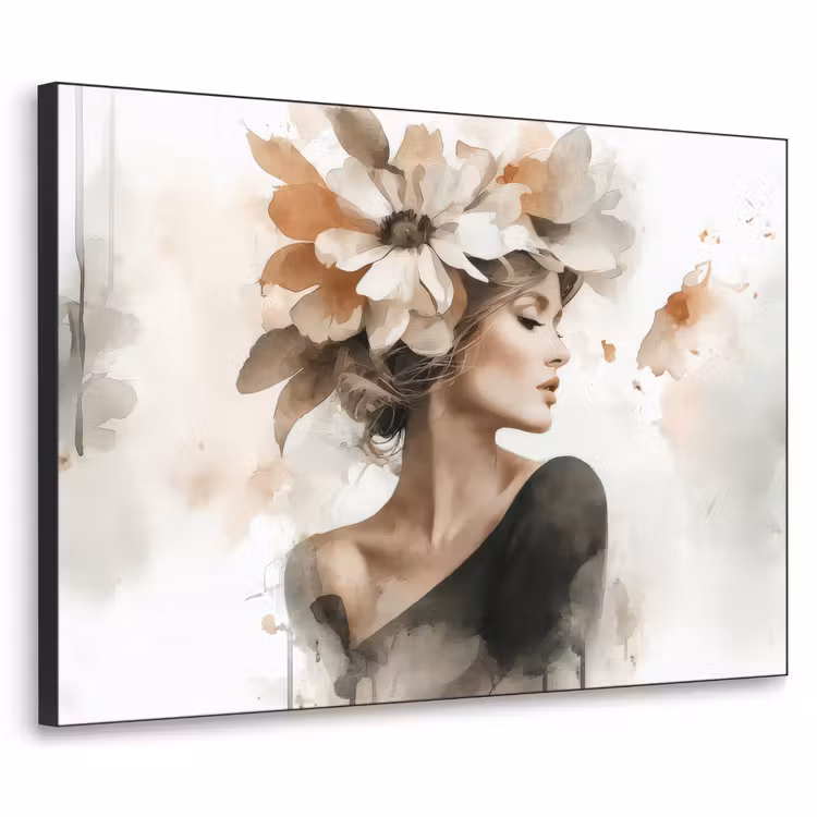Bloesem - Portret - Gezicht Textielframe zwart klein -3d