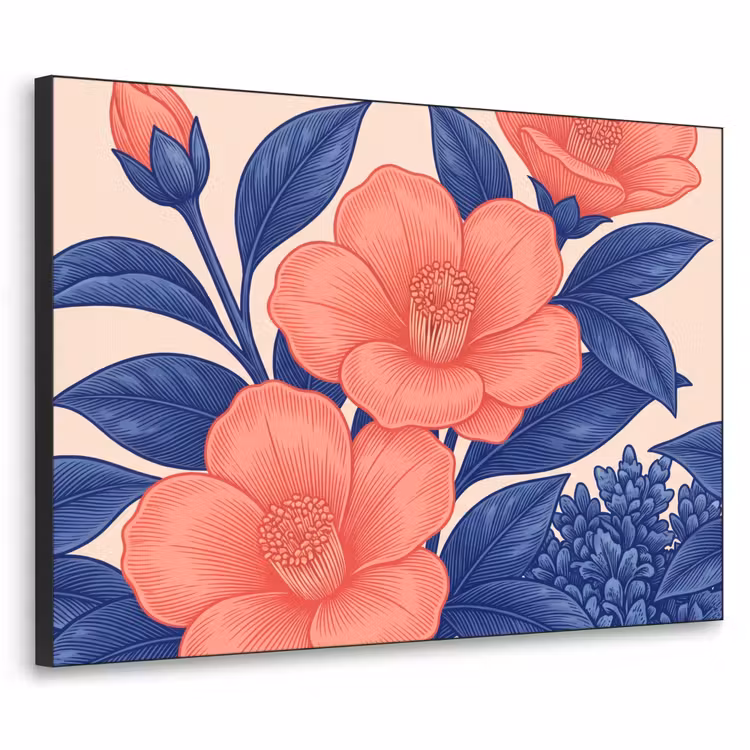 Art Frame - Blüten – Blätter – Botanik - Bloemen - Bladeren - Botanisch Textielframe zwart klein