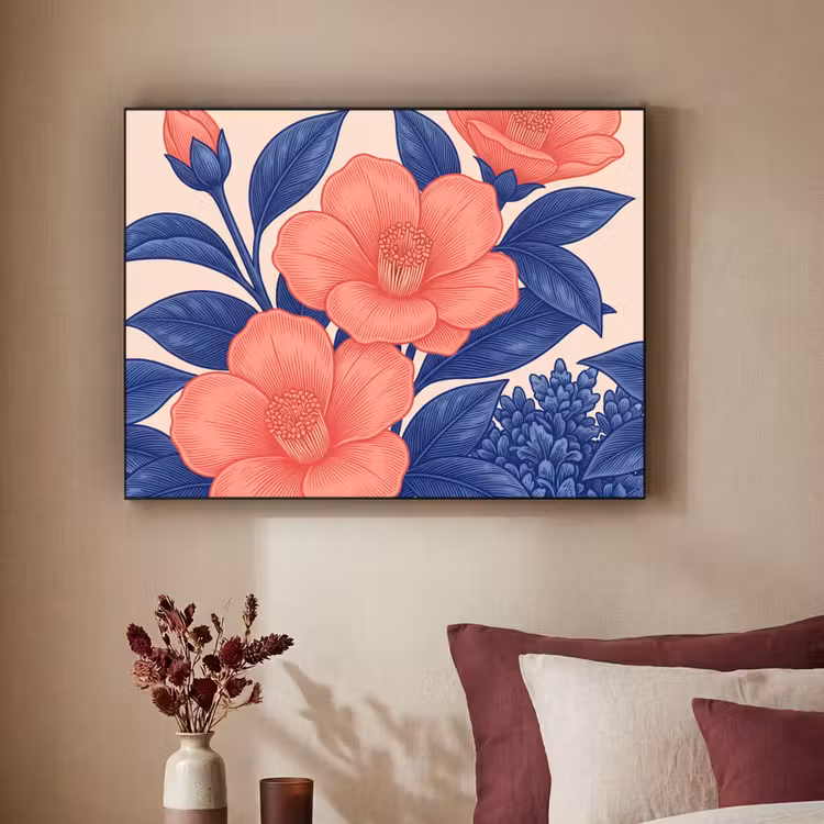 Art Frame - Blüten – Blätter – Botanik - Bloemen - Bladeren - Botanisch Textielframe zwart klein