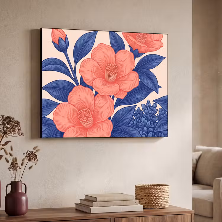 Art Frame - Blüten – Blätter – Botanik - Bloemen - Bladeren - Botanisch Textielframe zwart klein