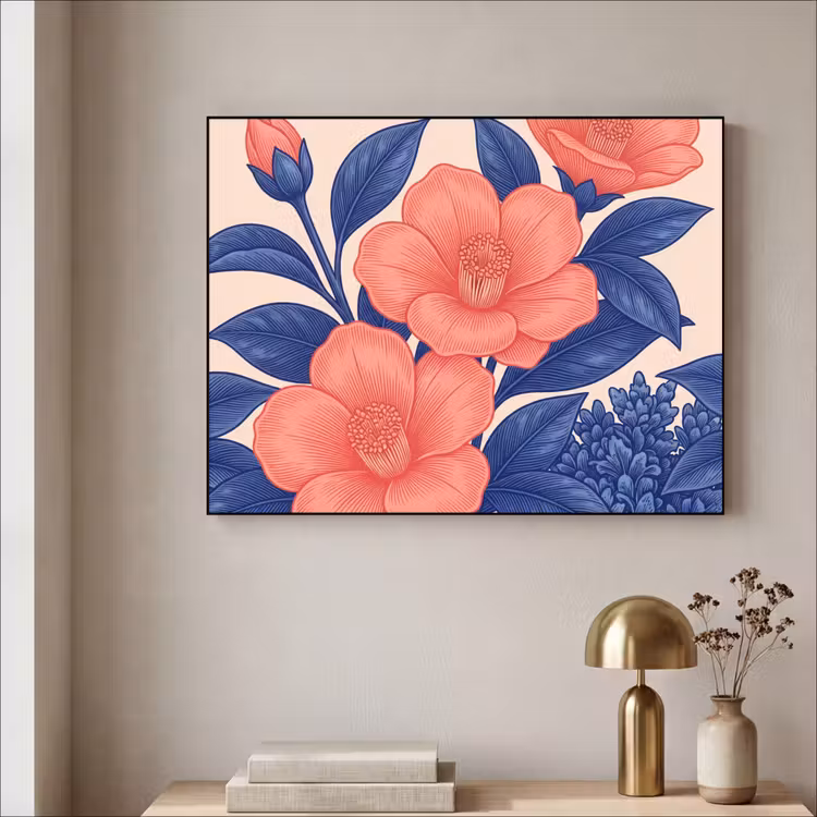 Art Frame - Blüten – Blätter – Botanik - Bloemen - Bladeren - Botanisch Textielframe zwart klein