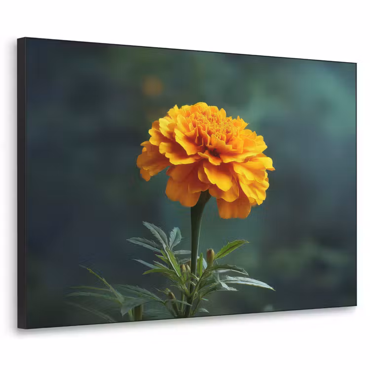Bloemblaadjes - Afrikaan - Oranje - Wazig Textielframe - compleet frame klein -3d