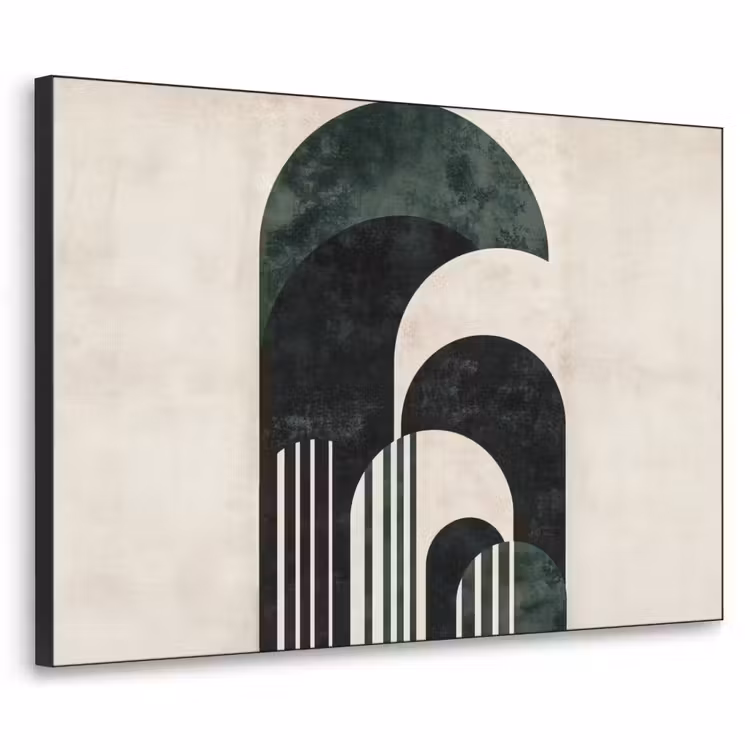 Bogen - Donkergroen - Lijnen Textielframe - compleet frame klein -3d
