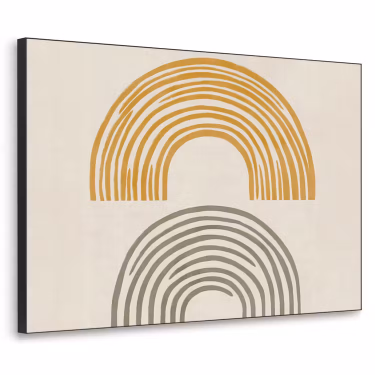 Bogen - Lijnen - Oranje - Minimalistisch Textielframe - compleet frame klein -3d
