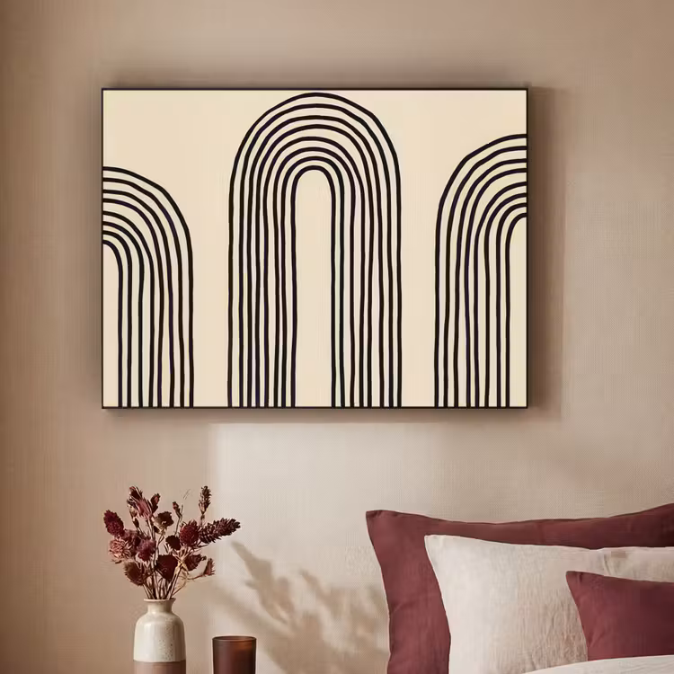 Boogvormen - Zwart - Strak Textielframe - compleet frame klein -sfeer1