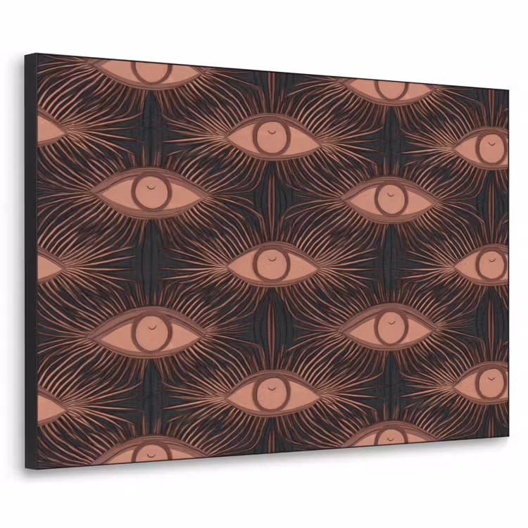 Boheems - Oog - Bruin Textielframe zwart klein 947 -3d