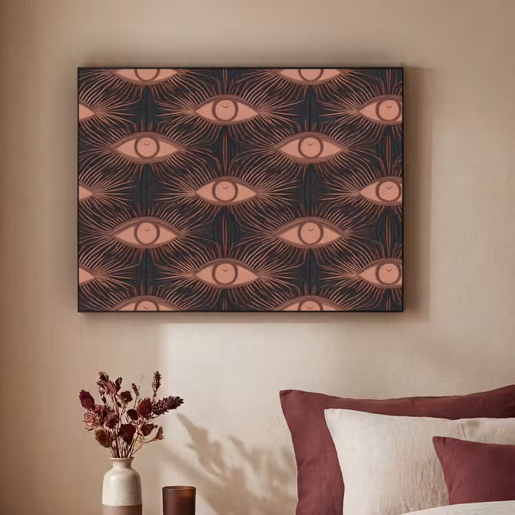 Boheems - Oog - Bruin Textielframe zwart klein 947 -sfeer1