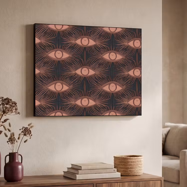 Boheems - Oog - Bruin Textielframe zwart klein 947 -sfeer3