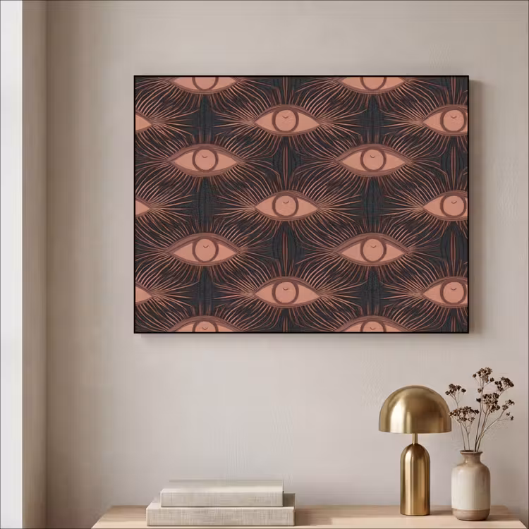 Boheems - Oog - Bruin Textielframe zwart klein 947 -sfeer2