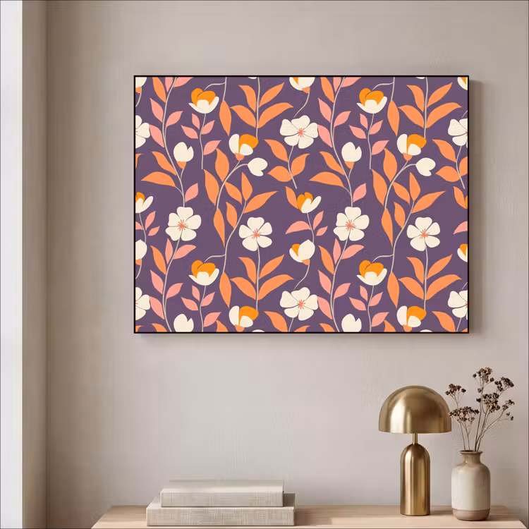 Boho - Vintage - Paars Textielframe zwart klein 947 -sfeer2