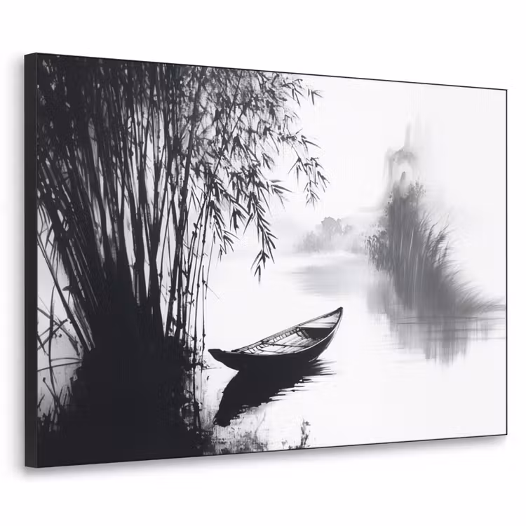 Boot - Rivier - Bamboe - Wit Textielframe - compleet frame klein -3d