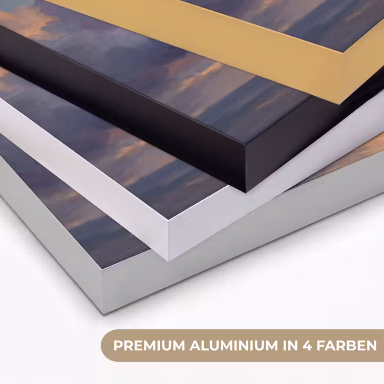 Boot - Zonsondergang - Zee - Natuur - Goud Textielframe zwart klein -USP_kleurenDE