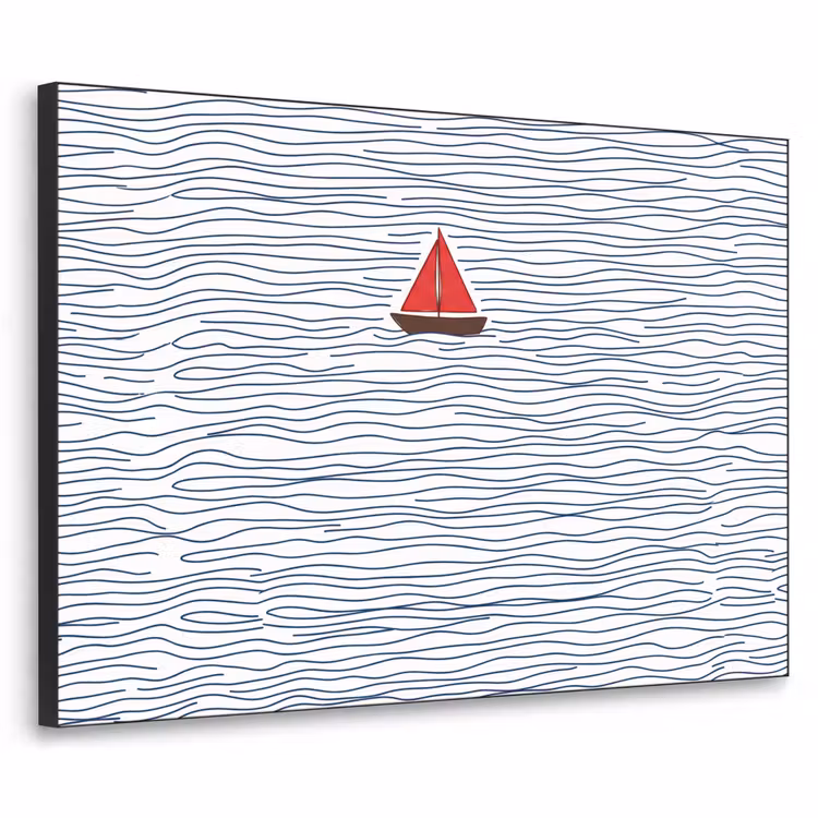 Boot - Water - Rood - Illustratie - Minimalistisch Textielframe zwart klein -3d