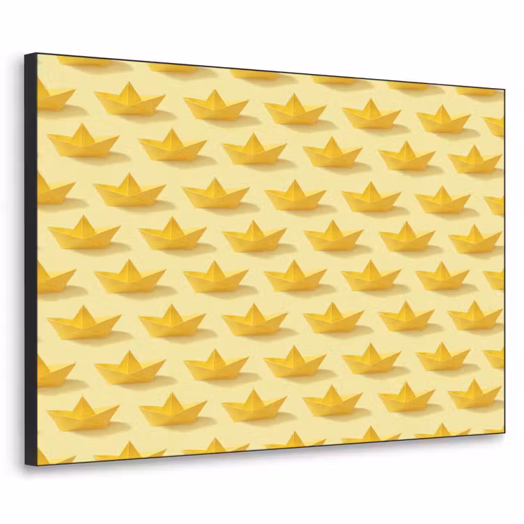 Bootjes - Origami - Creatief - Geel Textielframe zwart klein 947 -3d