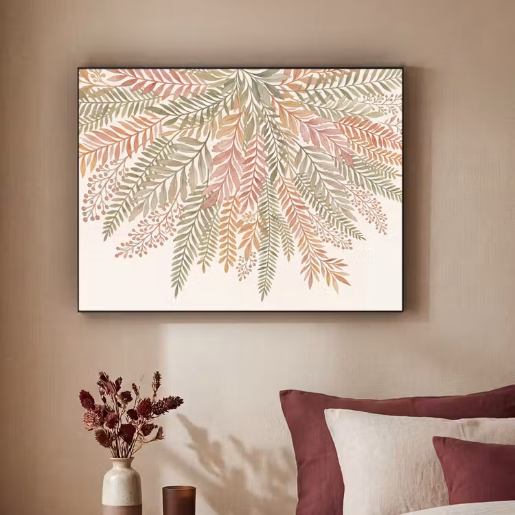 Botanisch - Aquarel - Kleurrijk Textielframe zwart klein -sfeer1