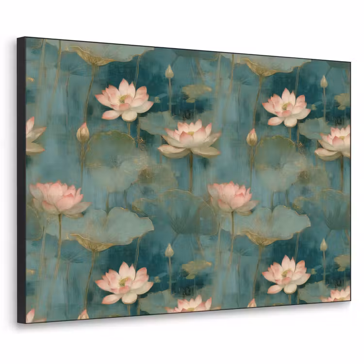 Botanisch - Bloemen - Roze Textielframe zwart klein 947 -3d