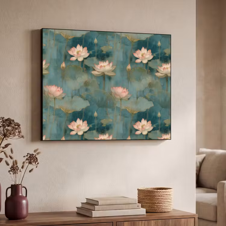 Botanisch - Bloemen - Roze Textielframe zwart klein 947 -sfeer3