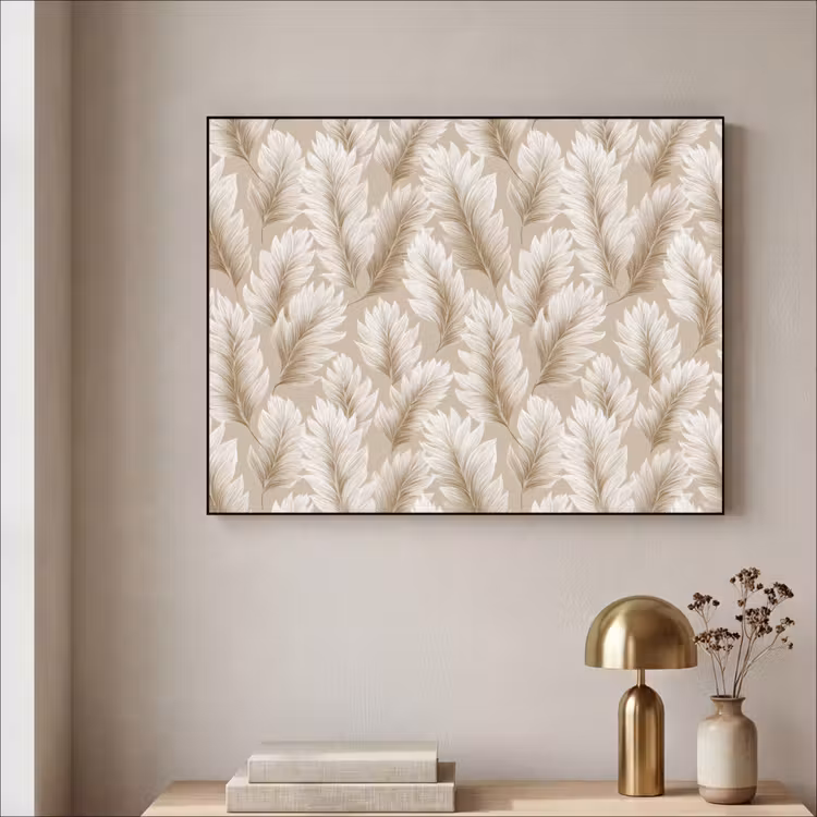 Botanisch - Patroon - Beige Textielframe zwart klein 947 -sfeer2