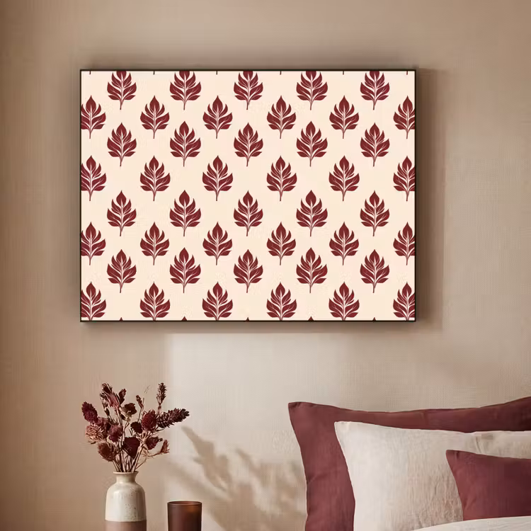 Botanisch - Patroon - Bordeaux Textielframe zwart klein 947 -sfeer1