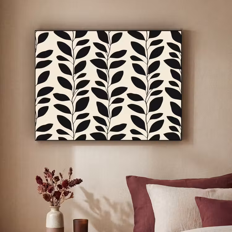 Botanisch - Dessin - Zwart - Beige Textielframe zwart klein 947 -sfeer1