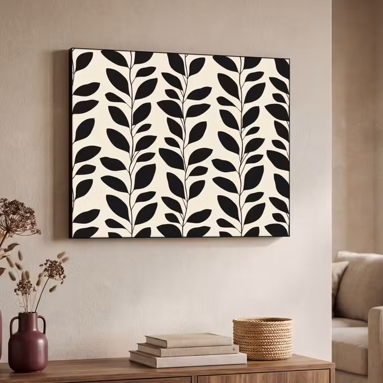 Botanisch - Dessin - Zwart - Beige Textielframe zwart klein 947 -sfeer3