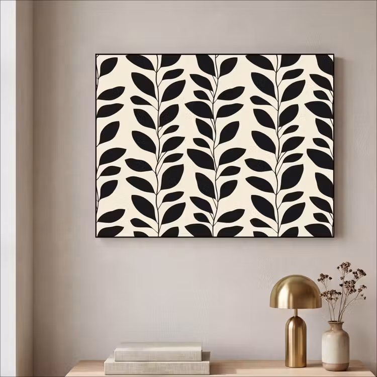 Botanisch - Dessin - Zwart - Beige Textielframe zwart klein 947 -sfeer2