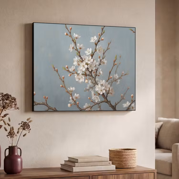 Botanisch - Stilleven - Blauw Textielframe zwart klein -sfeer3