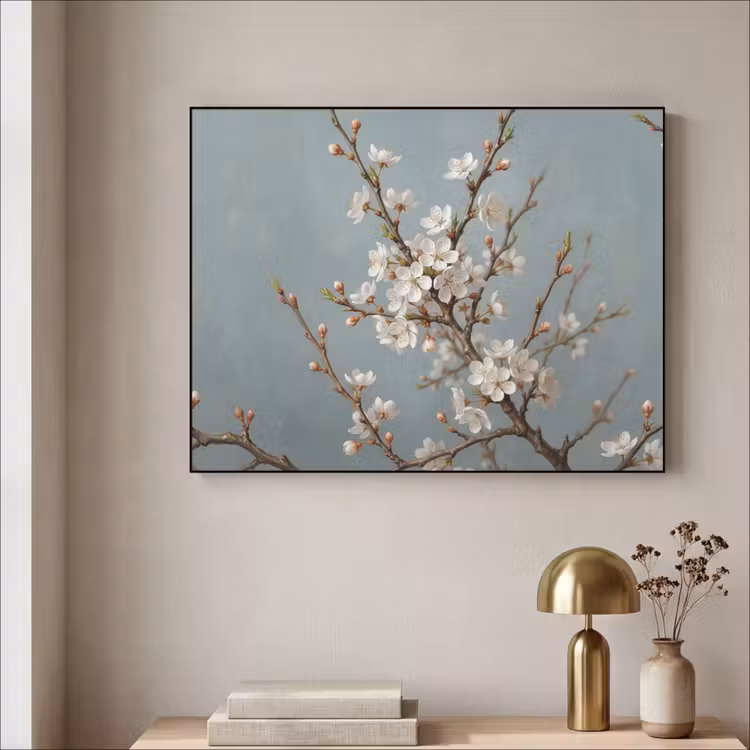 Botanisch - Stilleven - Blauw Textielframe zwart klein -sfeer2