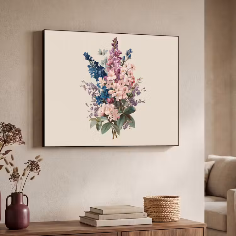 Boeket - Beige - Harmonieus - Subtiel Textielframe zwart klein -sfeer3