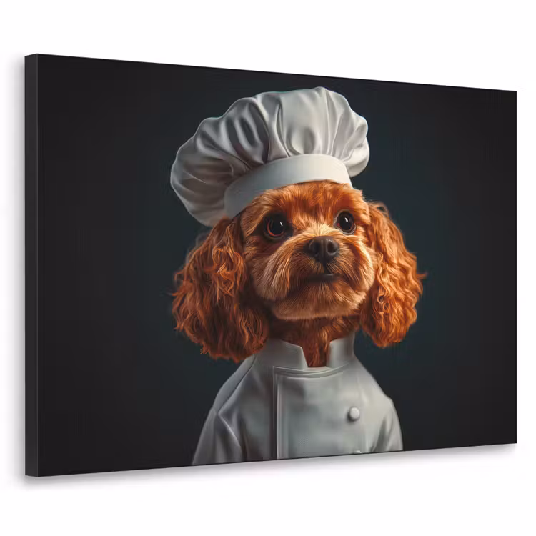 Bruin - Kok - Hondje Textielframe zwart klein -3d