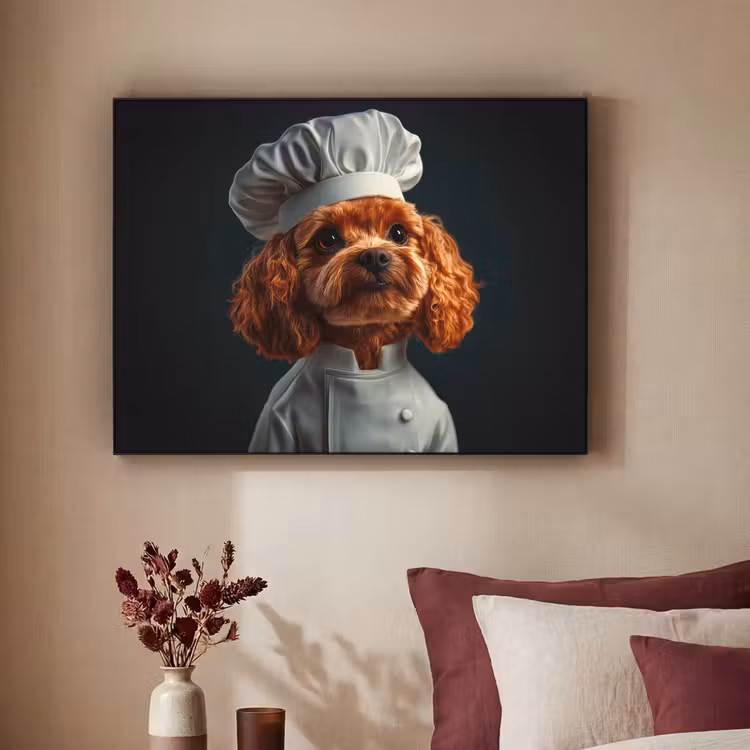 Bruin - Kok - Hondje Textielframe zwart klein -sfeer1