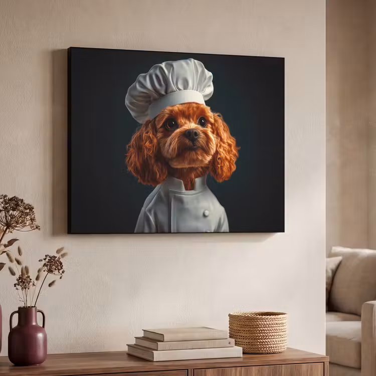 Bruin - Kok - Hondje Textielframe zwart klein -sfeer3