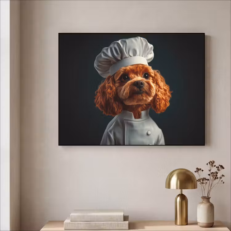 Bruin - Kok - Hondje Textielframe - compleet frame klein -sfeer2