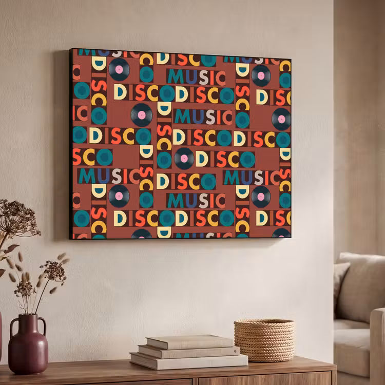 Bruin - Retro - Disco - Patroon Textielframe - compleet frame klein 947 -sfeer3