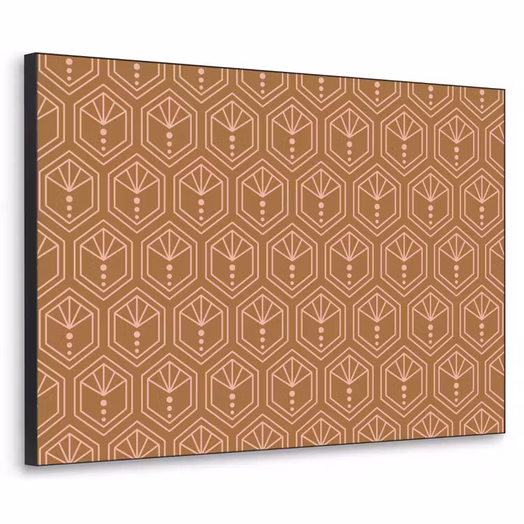 Bruin - Roze - Geometrisch - Patroon Textielframe zwart klein 947 -3d