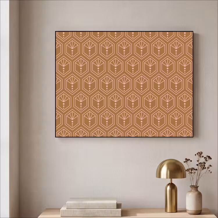 Bruin - Roze - Geometrisch - Patroon Textielframe - compleet frame klein 947 -sfeer2