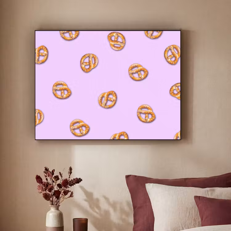 Pretzels - Eten - Paars Textielframe zwart klein -sfeer1