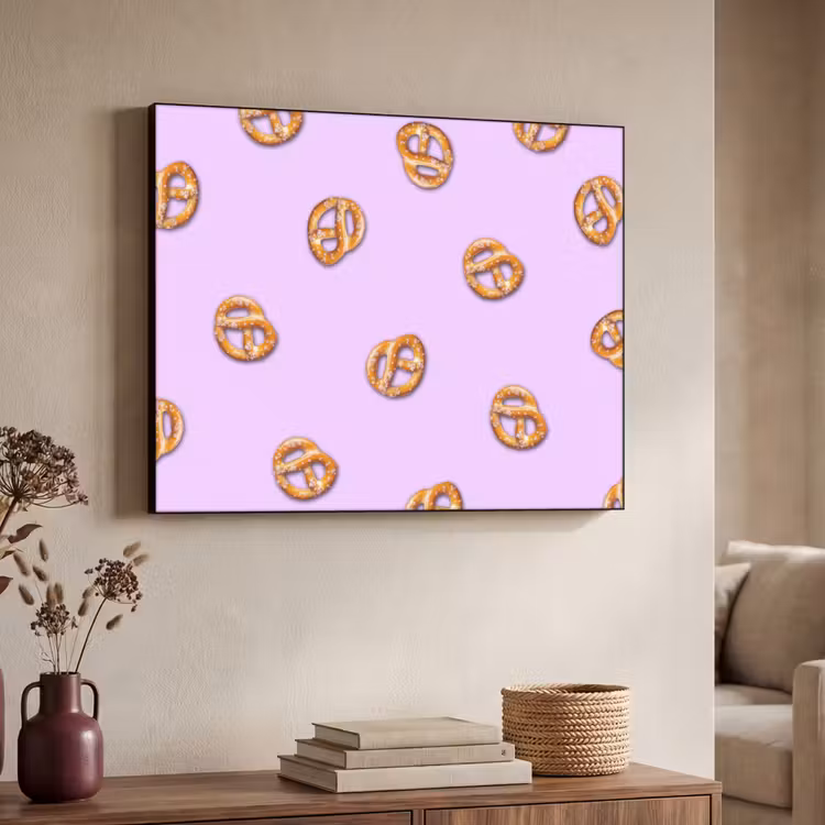 Pretzels - Eten - Paars Textielframe - compleet frame klein -sfeer3