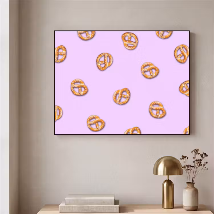 Pretzels - Eten - Paars Textielframe zwart klein -sfeer2