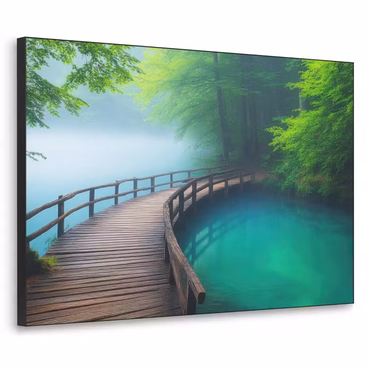 Brug - Water - Rivier - Bos Textielframe zwart klein -3d
