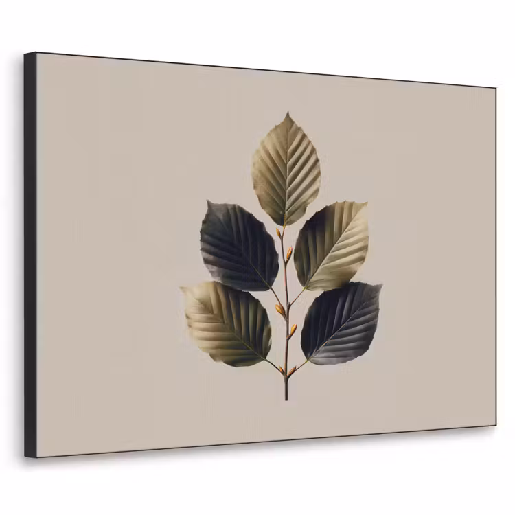 Beukenbladeren - Bruin - Groen - neutraal Textielframe zwart klein -3d