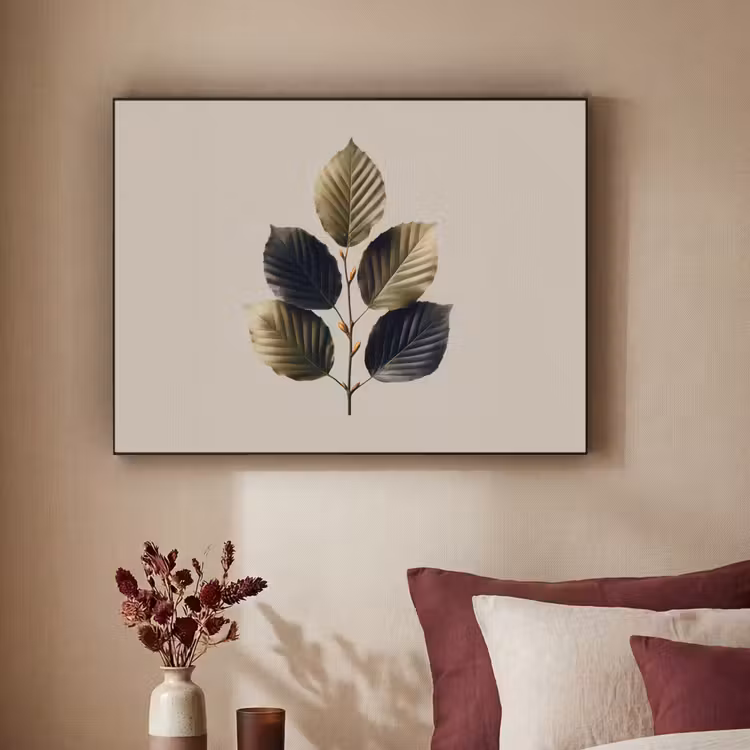 Beukenbladeren - Bruin - Groen - neutraal Textielframe - compleet frame klein -sfeer1