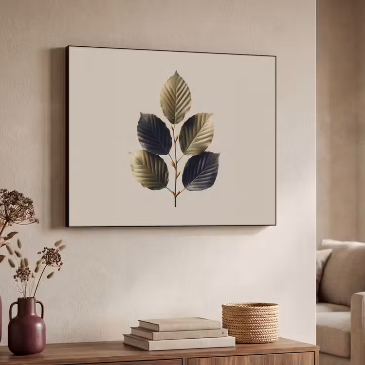 Beukenbladeren - Bruin - Groen - neutraal Textielframe zwart klein -sfeer3