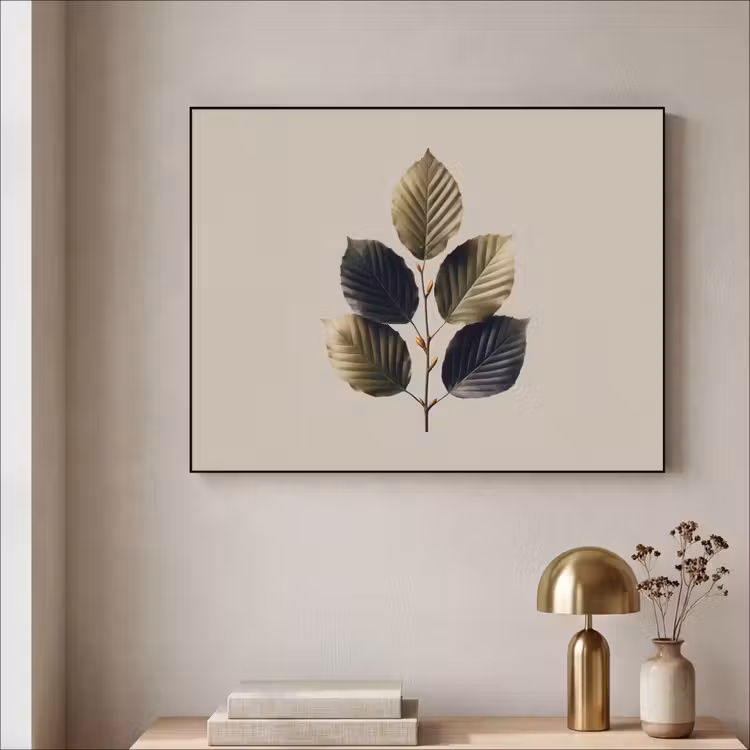 Beukenbladeren - Bruin - Groen - neutraal Textielframe - compleet frame klein -sfeer2