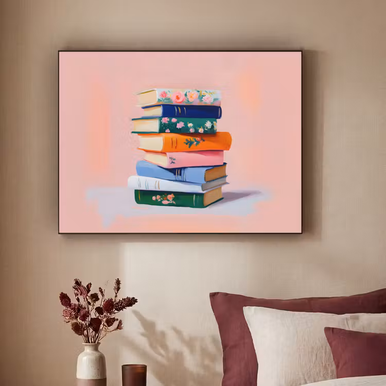Boeken - Stapel - Kleurrijk Textielframe - compleet frame klein -sfeer1