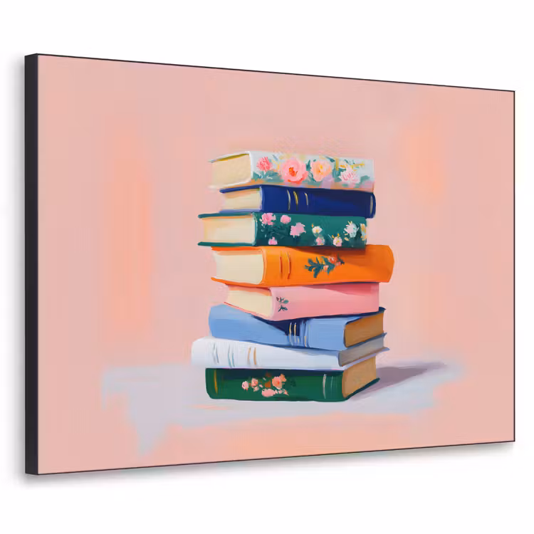 Boeken - Stapel - Kleurrijk Textielframe - compleet frame klein -3d