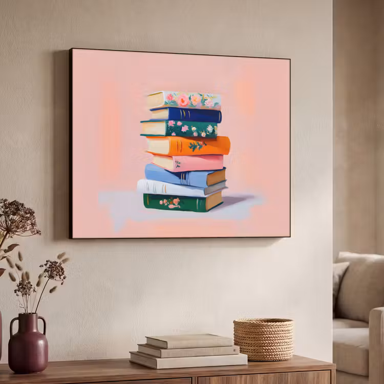 Boeken - Stapel - Kleurrijk Textielframe - compleet frame klein -sfeer3
